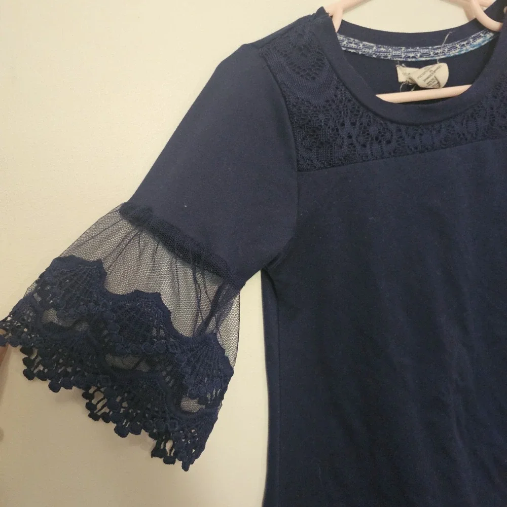 One Step Up Girl's Blue Dress 4T Assymmetric Hem Sheer Sleeve‎